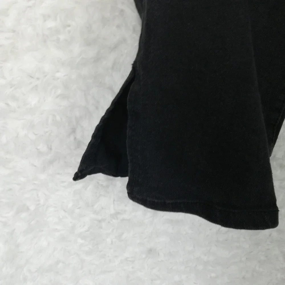 D. Jeans Womens Cropped Black Denim Split Hem High Rise Stretch 10